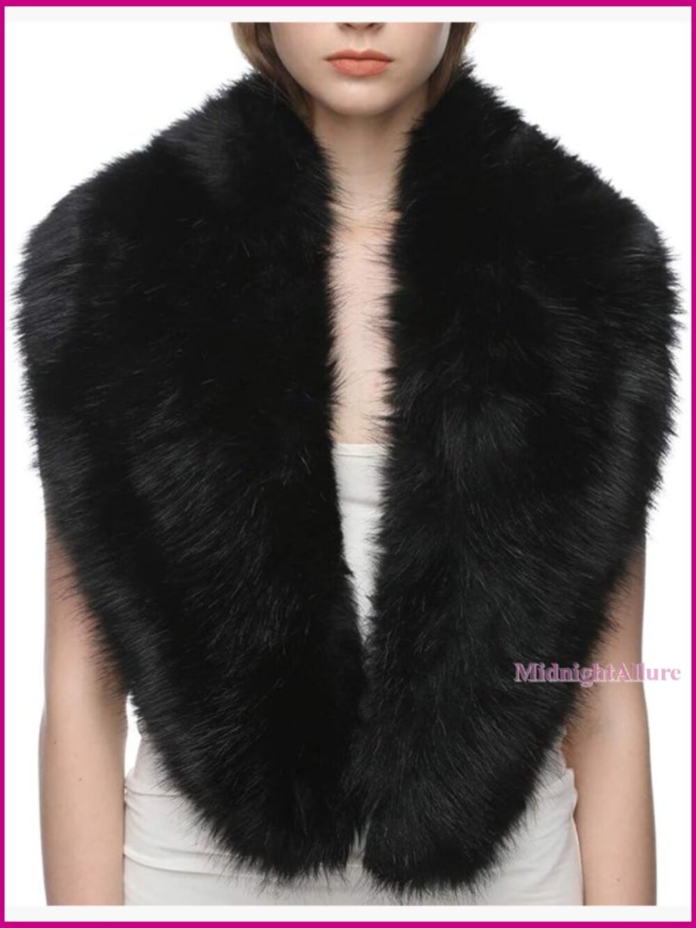 Faux Fur Collar Scarf Wrap - Winter Shawl Cape Neck Warmer - 100cm Size